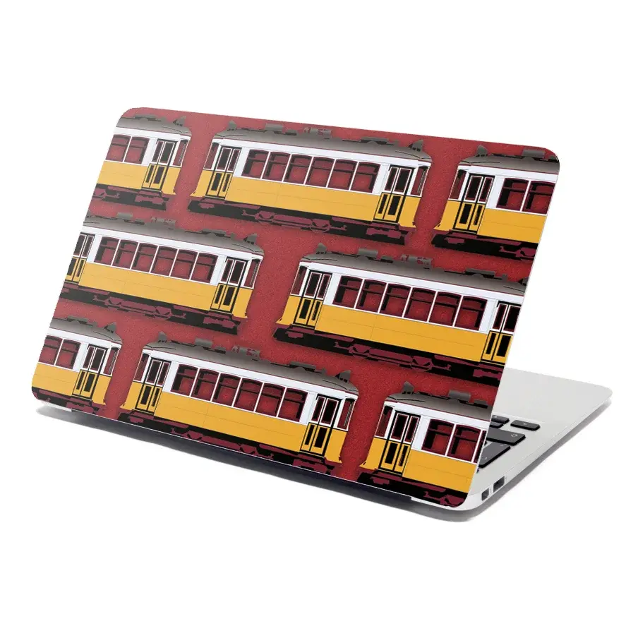 Samolepka na notebook Lisabonské historické tramvaje Červený Pattern - 38x26 cm