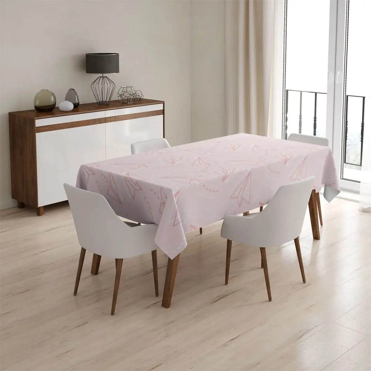 Ubrus Růžové papírové vlaštovky - 130x130 cm