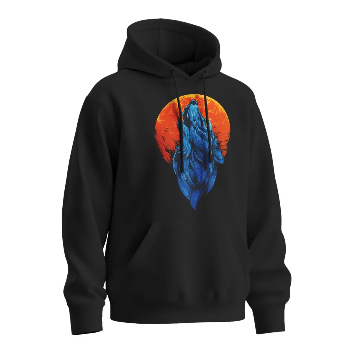 Mikina s potiskem Bloodmoon Wolf - černá 2XL