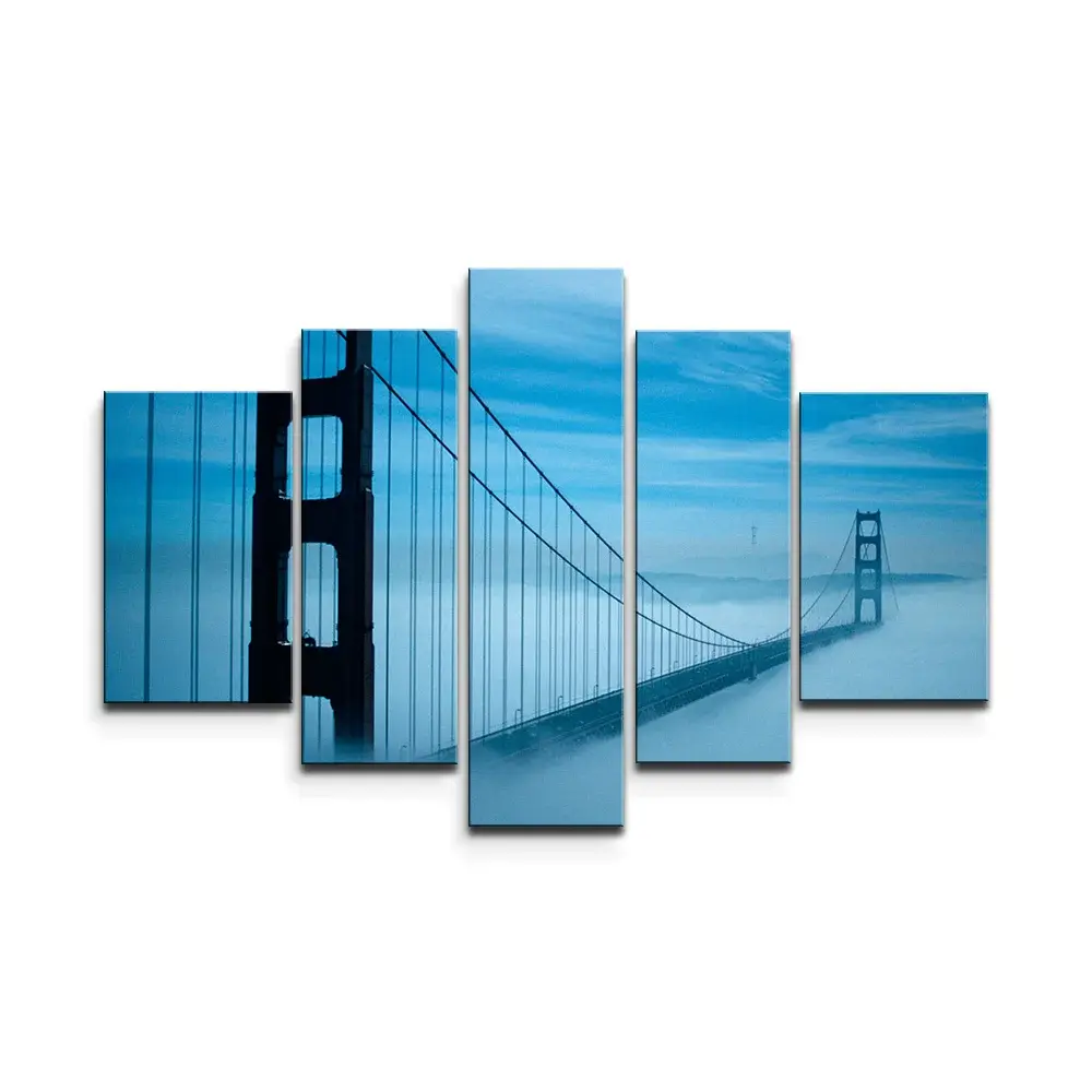 Obraz - 5-dílný Golden Gate 3 - 125x90 cm