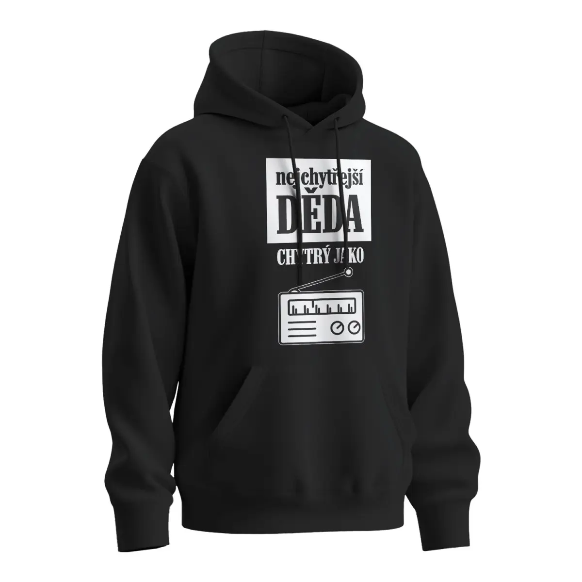 Mikina s potiskem Nejchytřejší děda - černá 2XL
