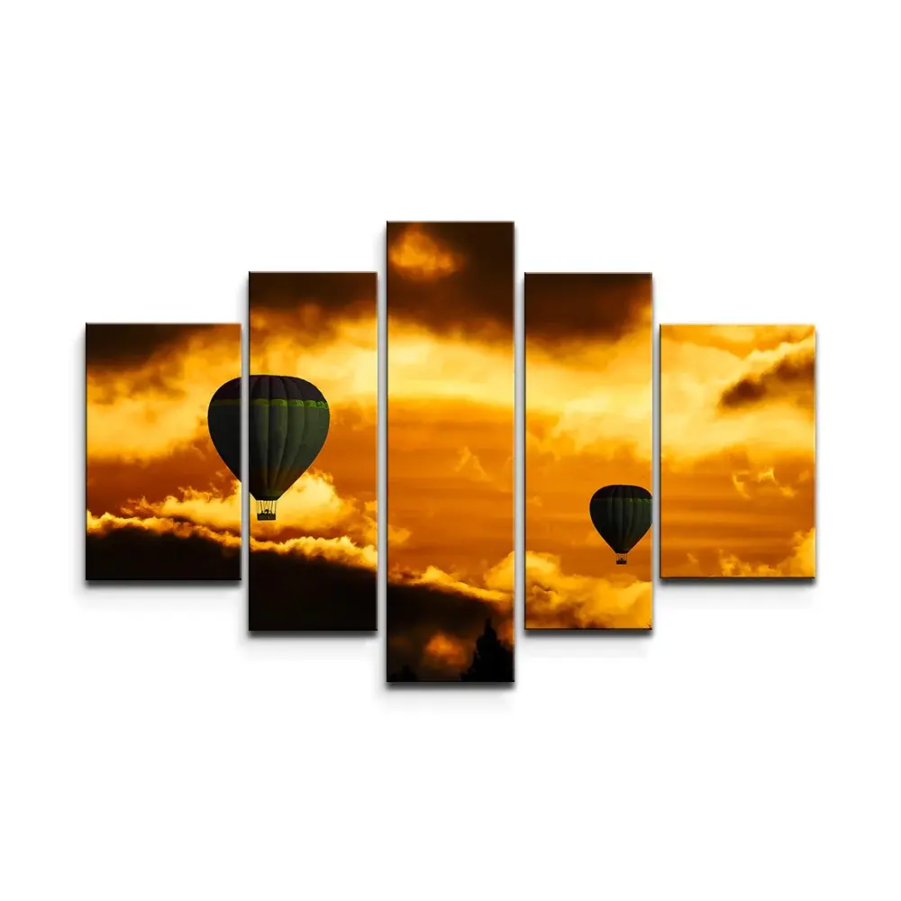 Obraz - 5-dílný Horkovzdušné balony - 125x90 cm