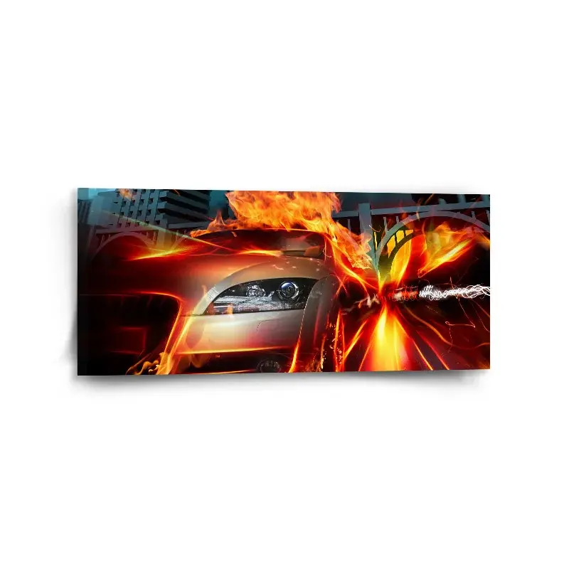 Obraz Auto v plamenech - 110x50 cm