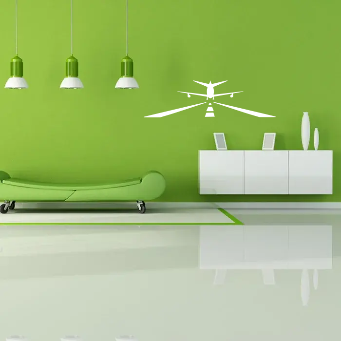 Samolepka na zeď: Přistání letadla - 180x50 cm