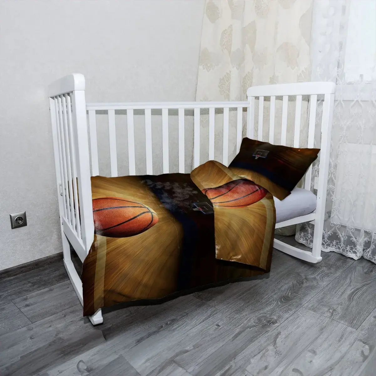 Mikroplyšové dětské povlečení do postýlky Basketball - 130x90 / 40x60