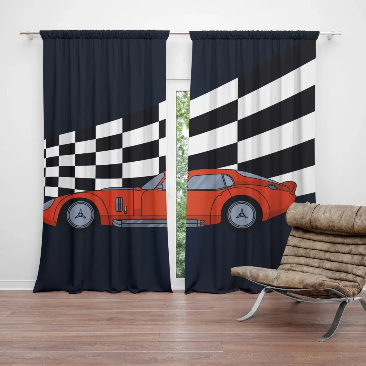 Závěs Závodní auto: 2ks 140x250cm