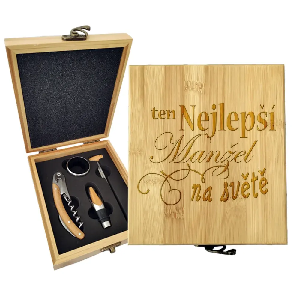 Dárková sada na víno Ten nejlepší manžel na světě: 147×168×49 mm