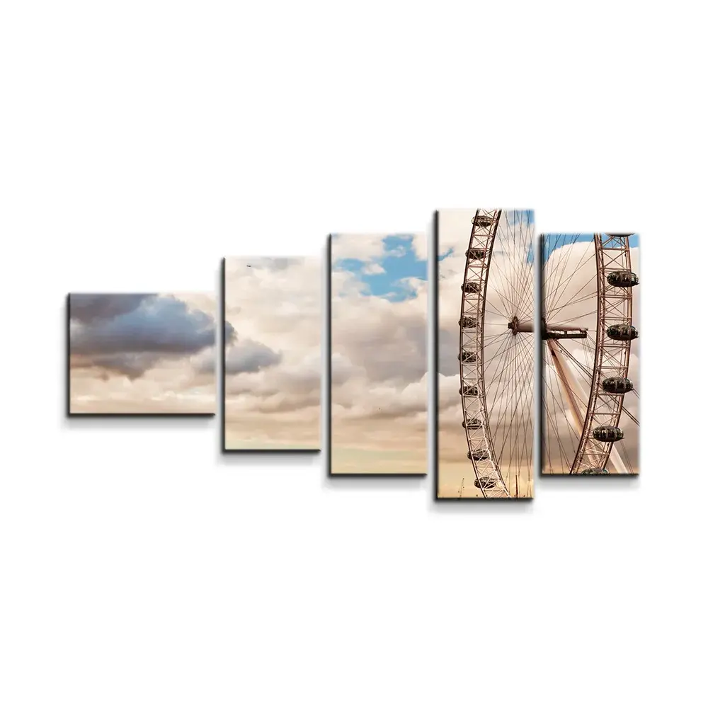 Obraz - 5-dílný London eye - 100x60 cm
