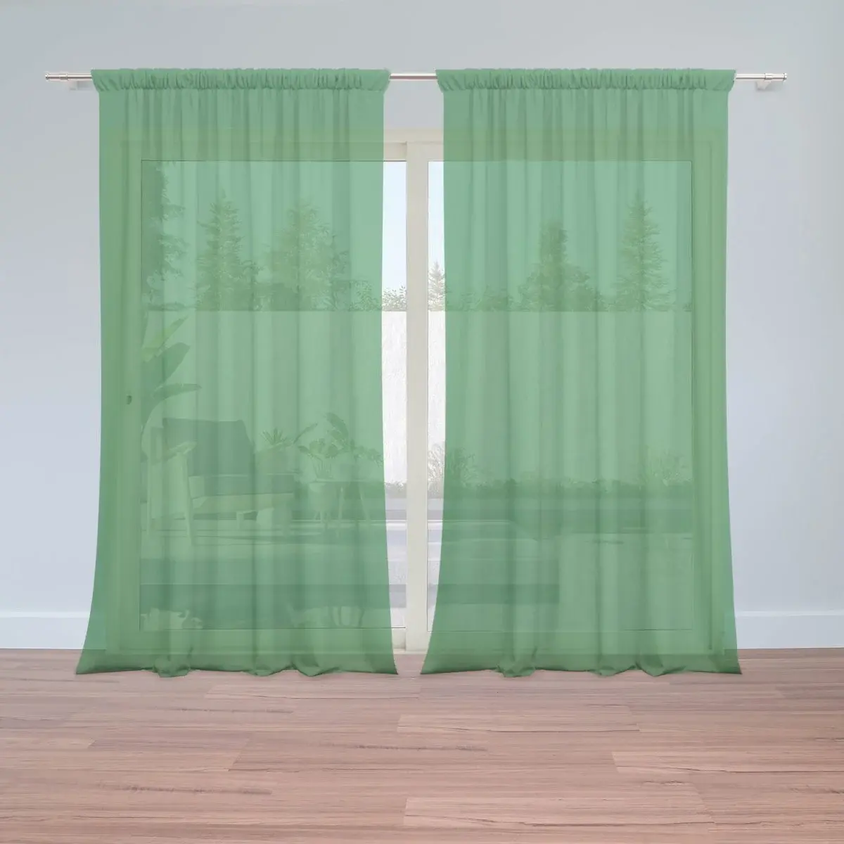 Záclony Tmavě zelená: 2ks 150x250cm