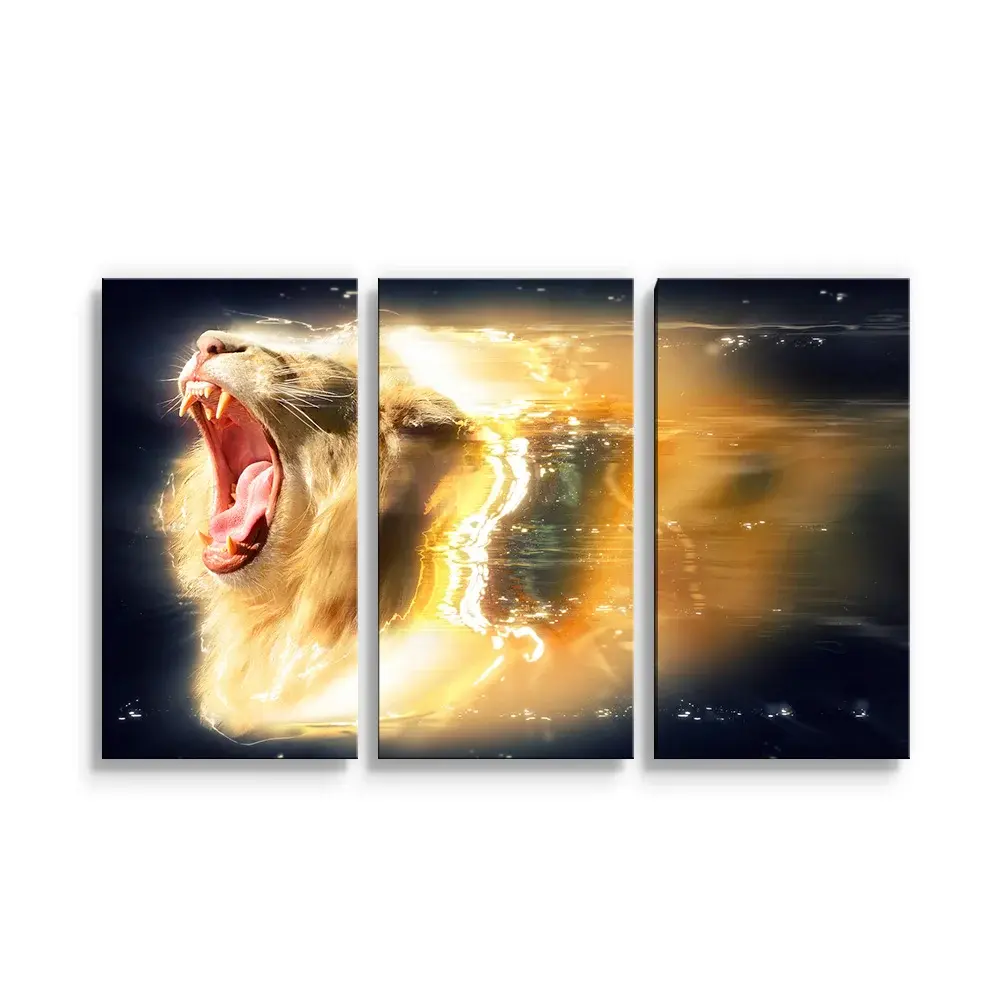 Obraz - 3-dílný Lev art - 120x80 cm