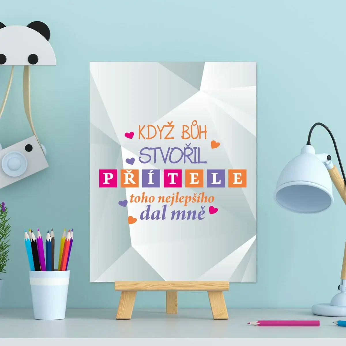 Dárková cedulka Když Bůh stvořil přítele: 30x40 cm