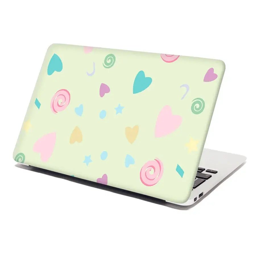 Samolepka na notebook Srdíčka a spirály XL - 38x26 cm