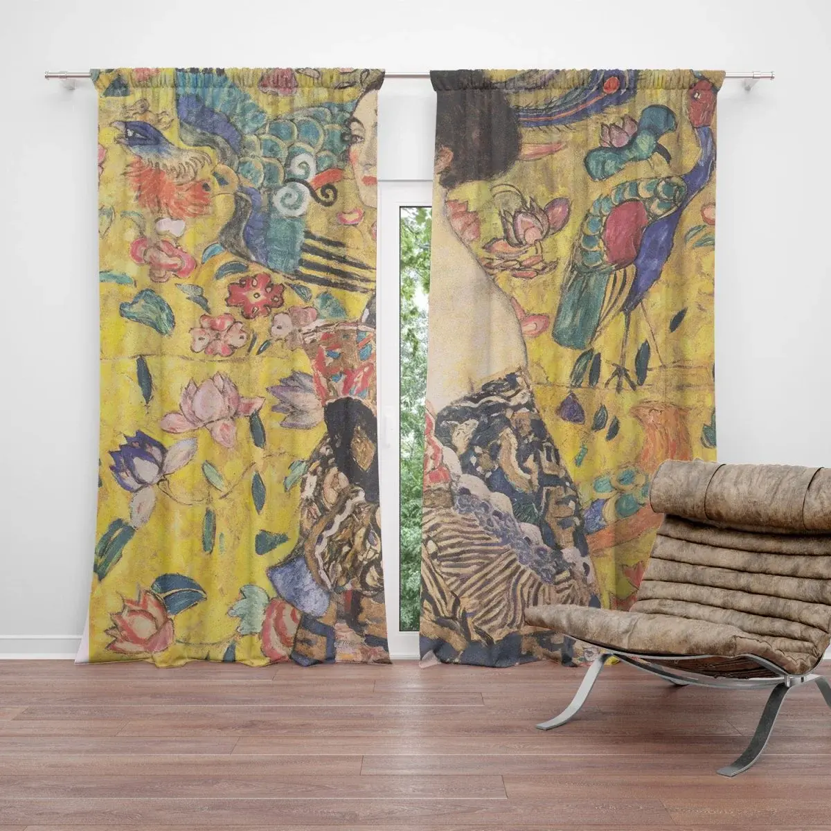 Závěs Dáma s vějířem - Gustav Klimt: 2ks 140x250cm