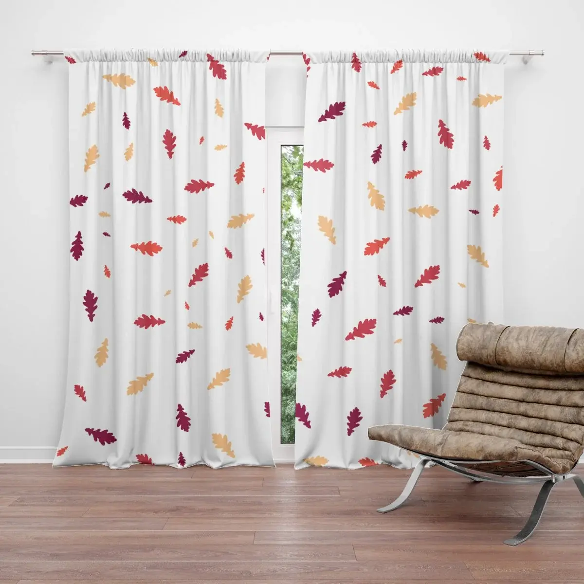 Závěs Barevné podzimní listí: 2ks 140x250cm