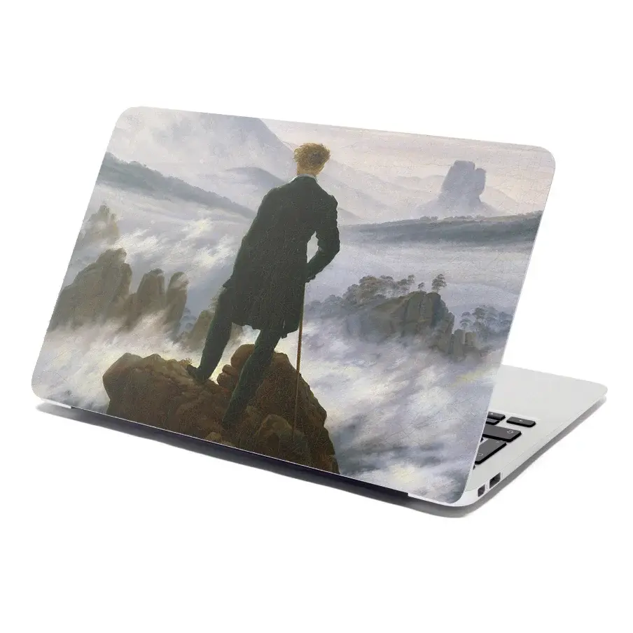 Samolepka na notebook Poutník nad mořem mlhy - Caspar David Friedrich - 38x26 cm