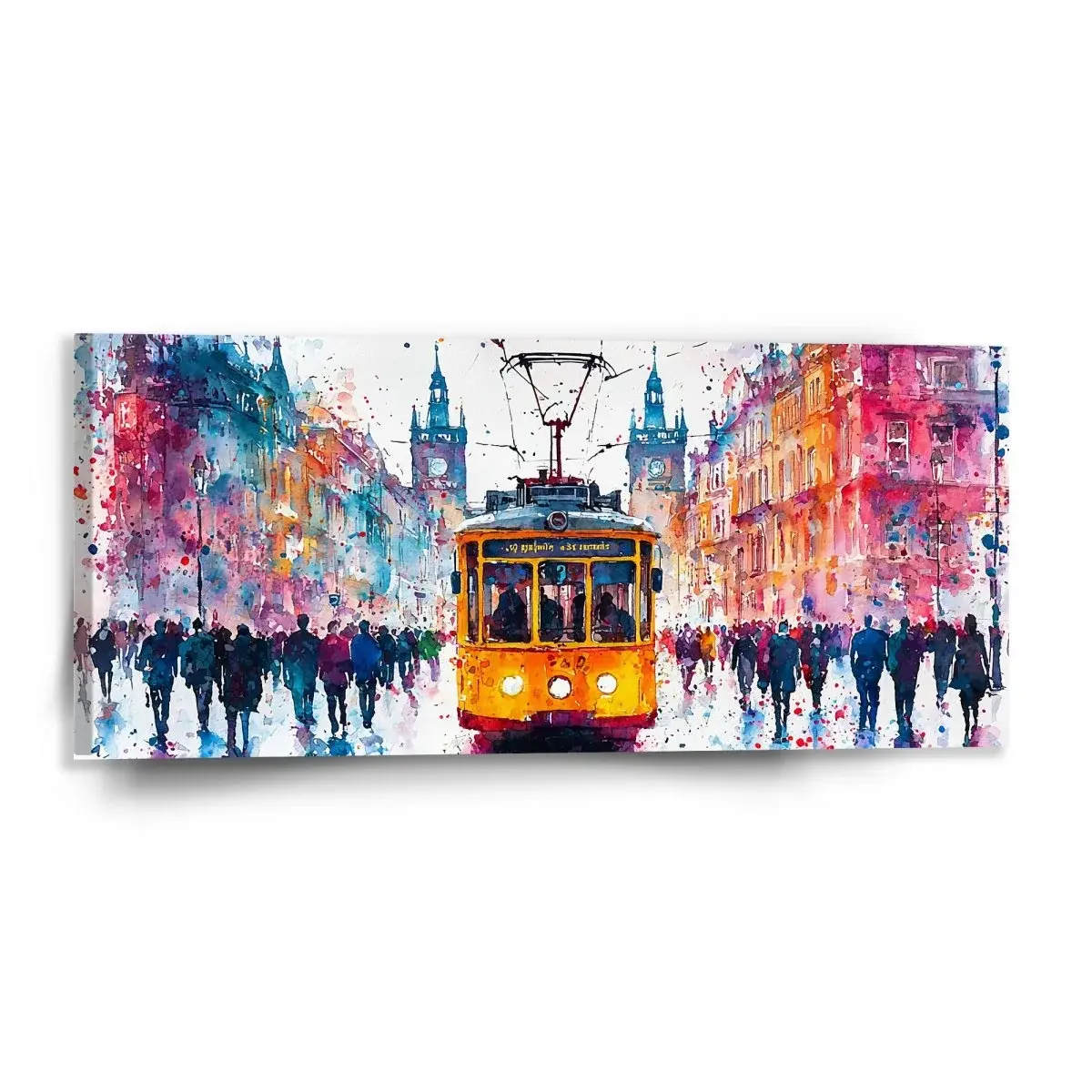 Obraz Žlutá tramvaj Paint - 110x50 cm