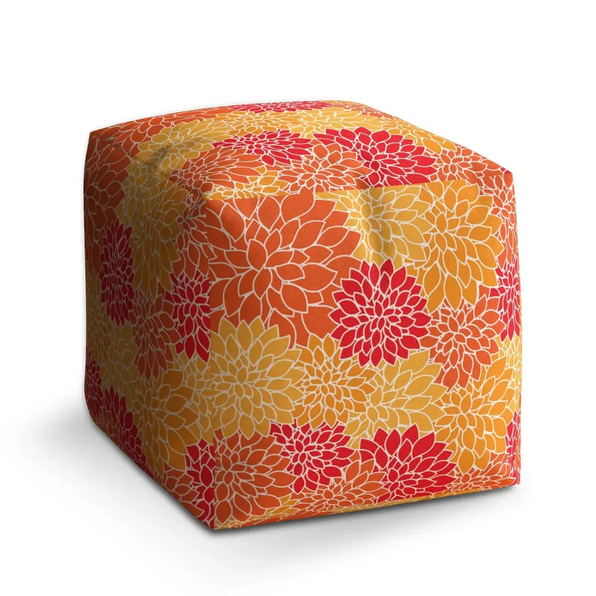 Taburet Cube Barevné květiny - 60x60x60 cm