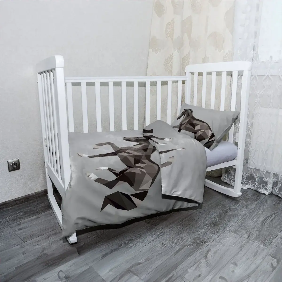 Mikroplyšové dětské povlečení do postýlky Kůň - 100x135 / 40x60