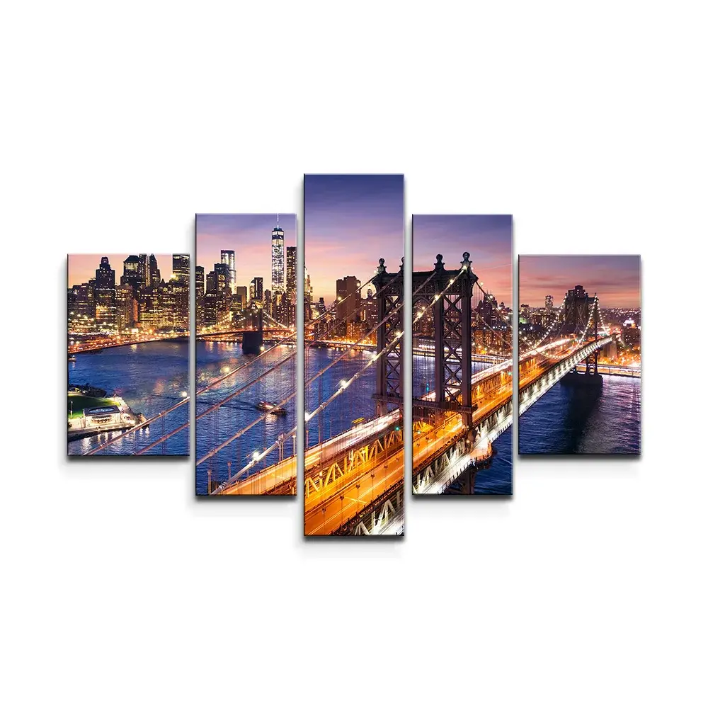 Obraz - 5-dílný Most v New Yorku - 125x90 cm