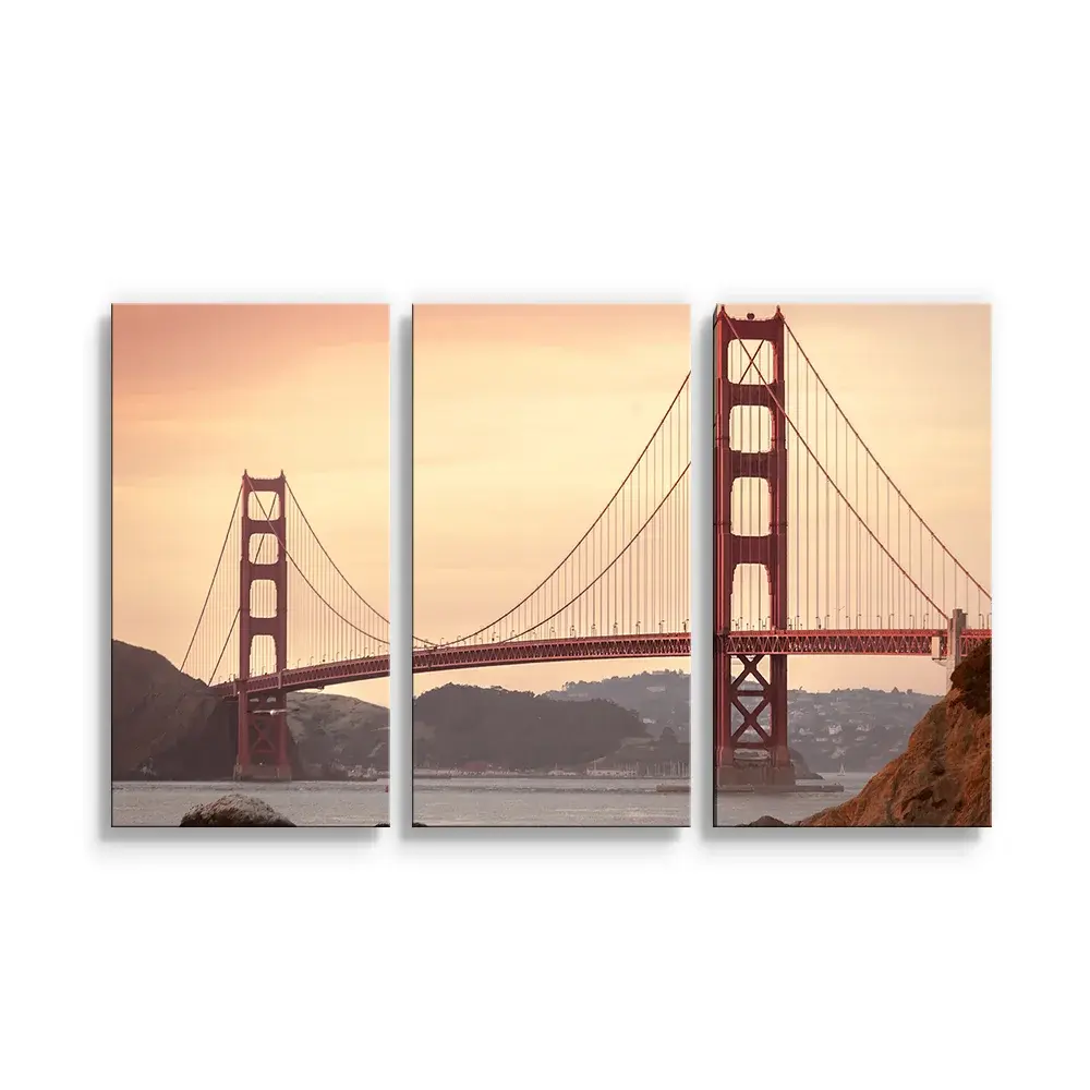 Obraz - 3-dílný Golden Gate 2 - 120x80 cm
