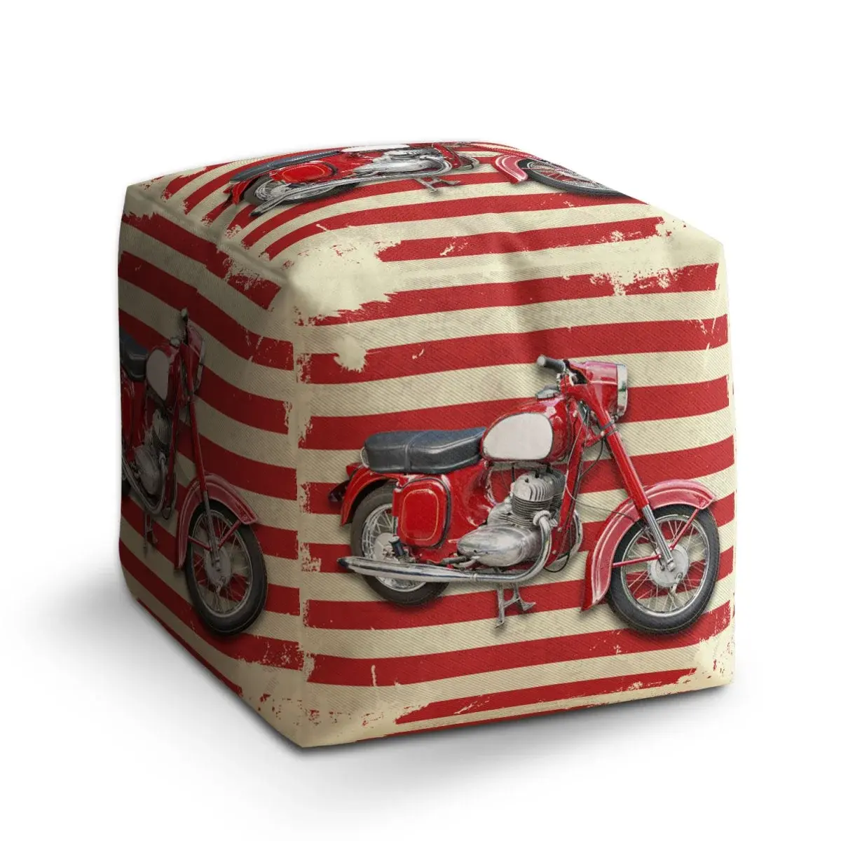 Taburet Cube Jawa panelka Pruhy - 60x60x60 cm