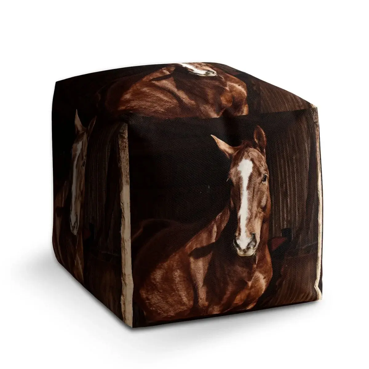 Taburet Cube Kůň ve stáji - 40x40x40 cm