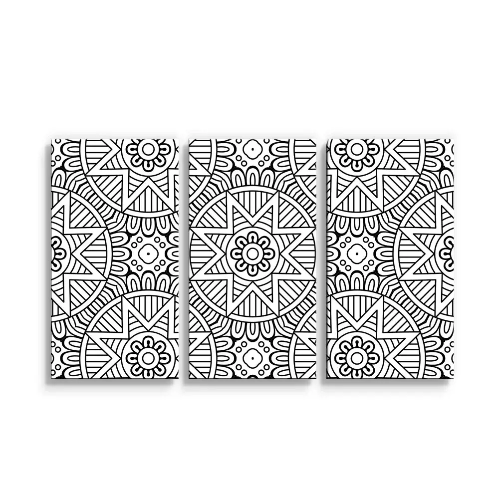 Obraz - 3-dílný Hvězdy mehendi - 120x80 cm