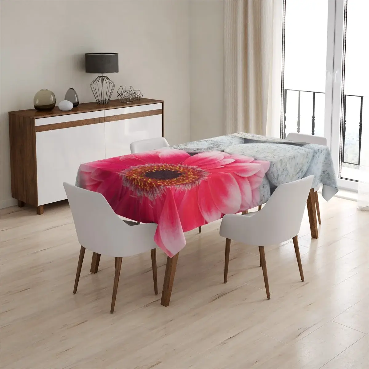 Ubrus Gerbera na kamenech - 90x90 cm