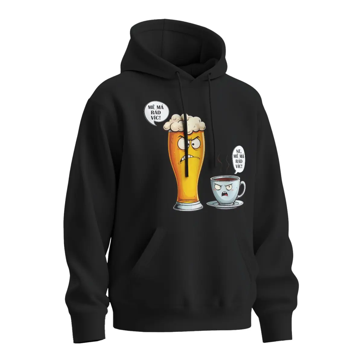 Mikina s potiskem Mě má rád víc - pivo vs. káva - černá