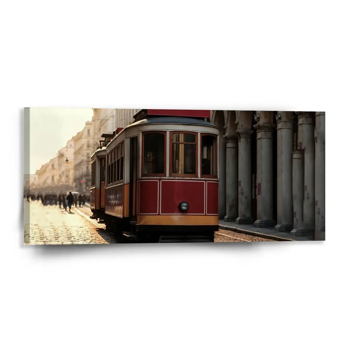 Obraz Historická červená tramvaj - 110x50 cm