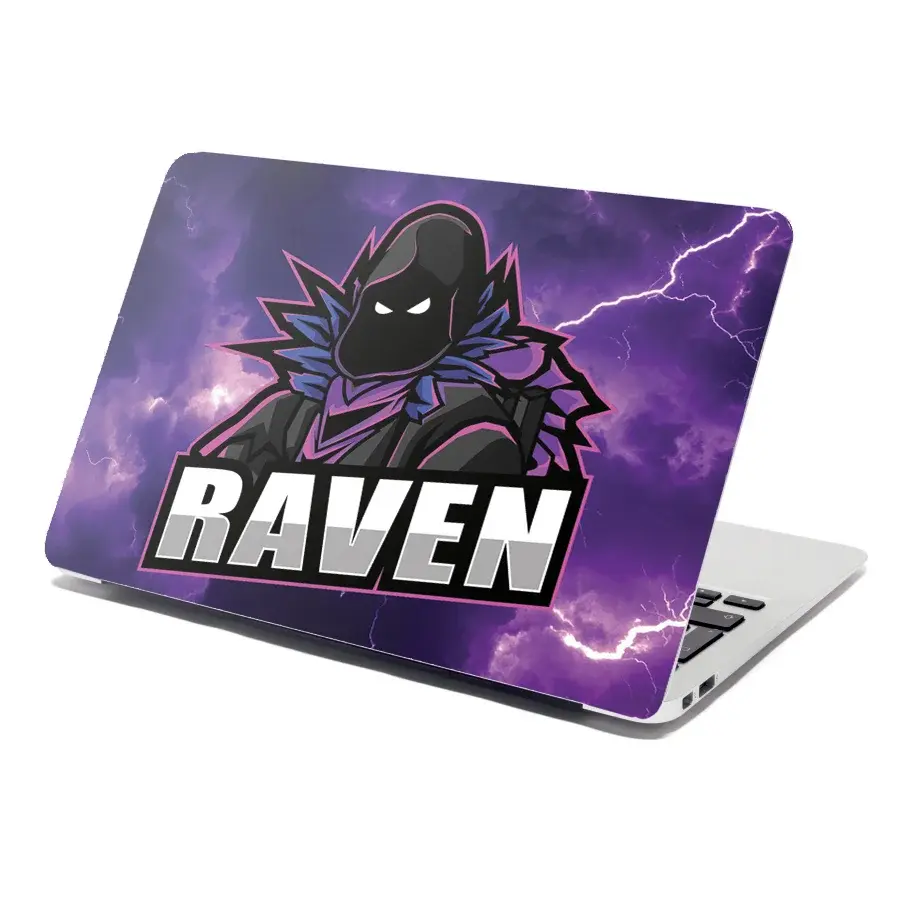 Samolepka na notebook FORTNITE RAVEN Fialová bouře - 38x26 cm
