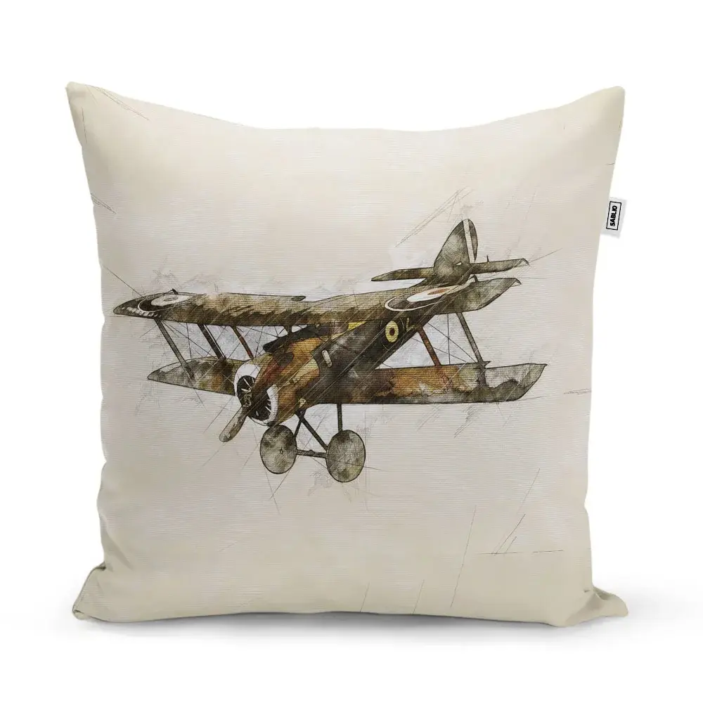Polštář Historický dvouplošník Vintage - 50x50 cm