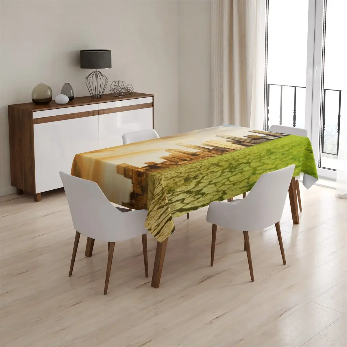 Ubrus Vyprahlá zem před mrakodrapy - 130x170 cm