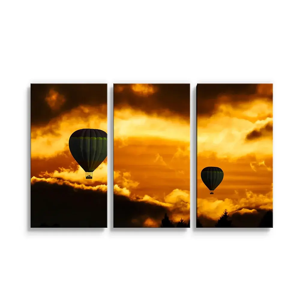 Obraz - 3-dílný Horkovzdušné balony - 120x80 cm