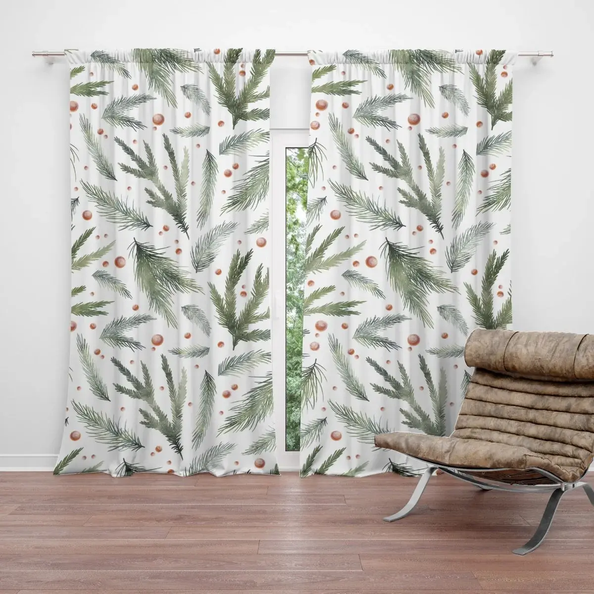 Vánoční závěs Vůně jehličí: 2ks 140x250cm