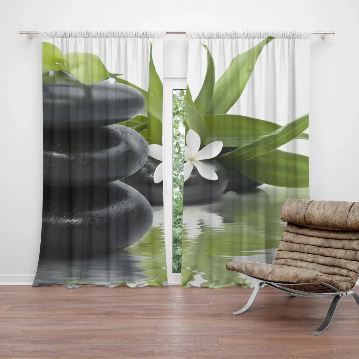 Závěs Květ s kameny: 2ks 140x250cm