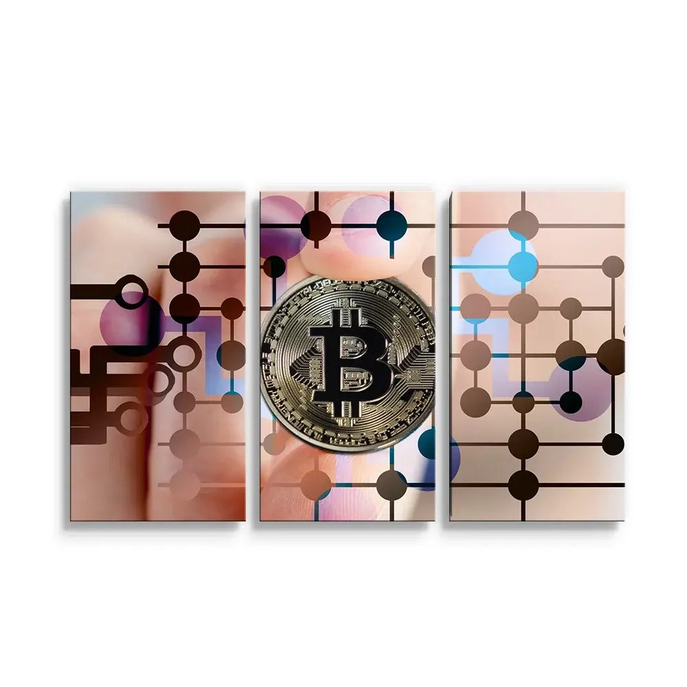Obraz - 3-dílný Bitcoin - 120x80 cm