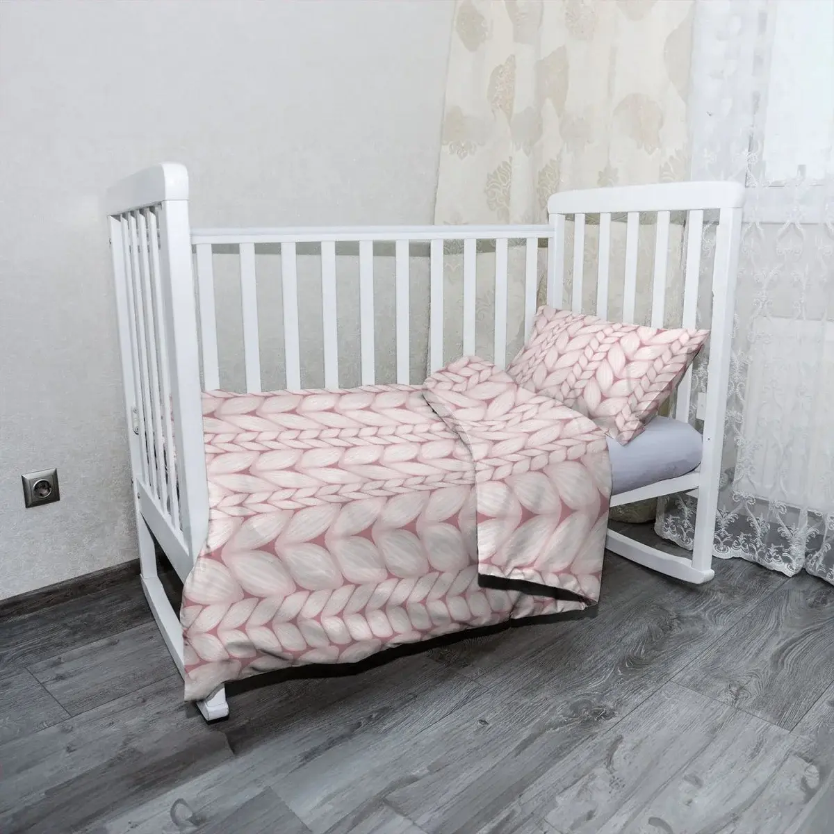 Mikroplyšové dětské povlečení do postýlky Starorůžové pletení