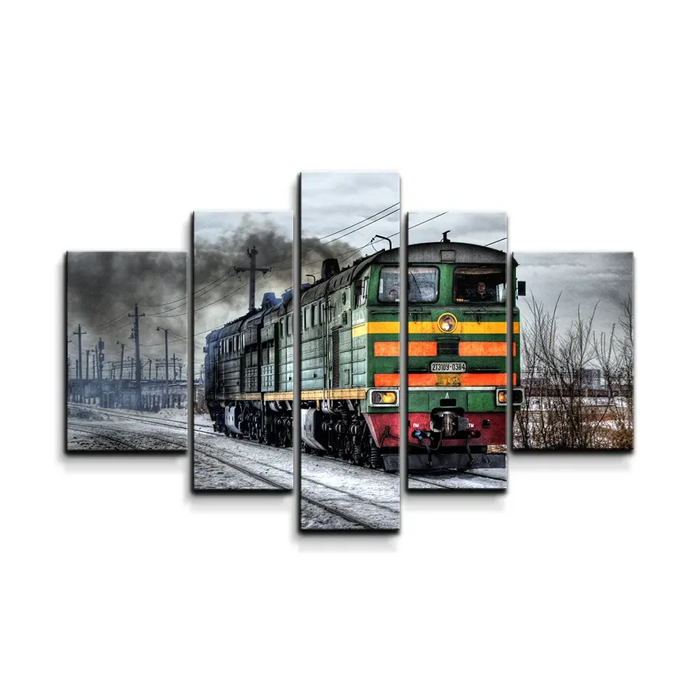 Obraz - 5-dílný Lokomotiva - 125x90 cm