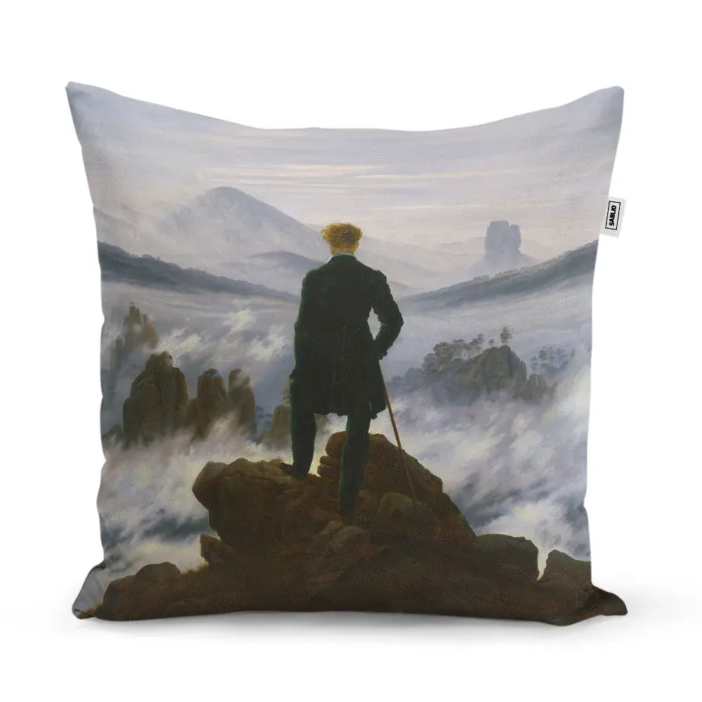 Polštář Poutník nad mořem mlhy - Caspar David Friedrich - 60x60 cm