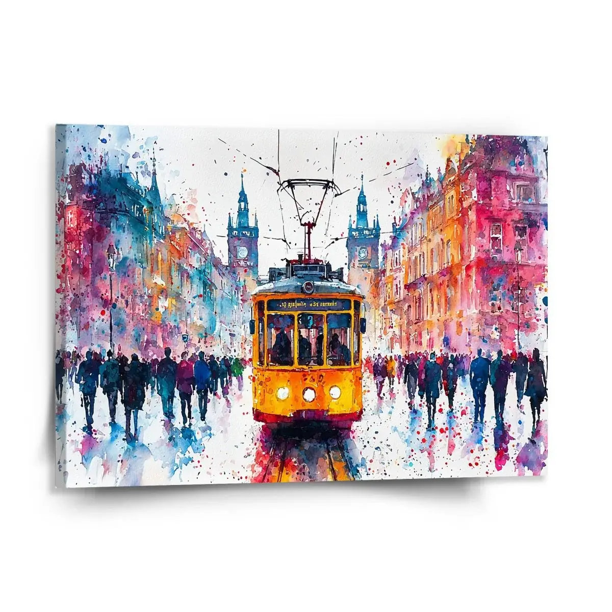 Obraz Žlutá tramvaj Paint - 150x110 cm