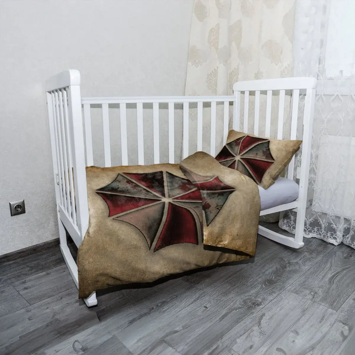 Mikroplyšové dětské povlečení do postýlky Resident Evil Umbrella Corporation Vintage