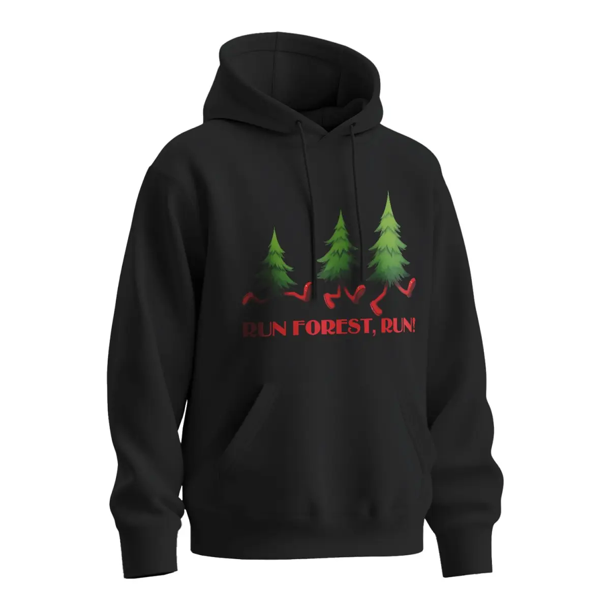Mikina s potiskem Run forest, run! - černá 5XL