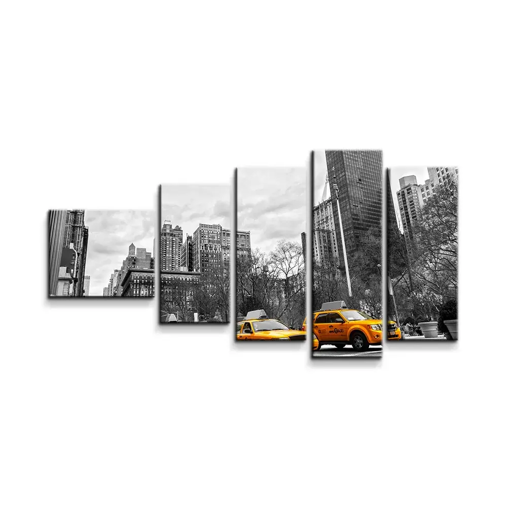 Obraz - 5-dílný Žluté taxiky - 100x60 cm
