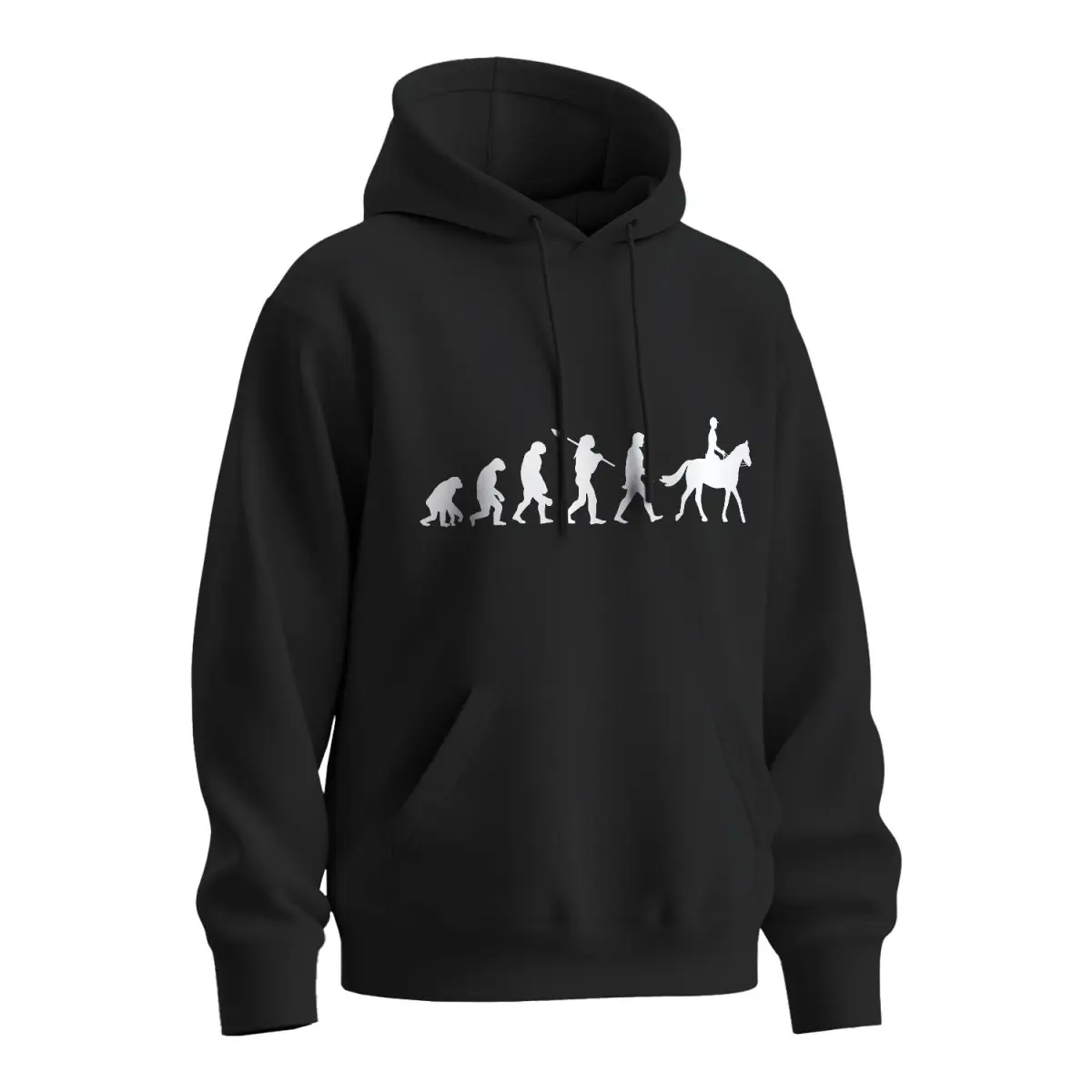Mikina s potiskem pro koňáky Evoluce - černá 4XL