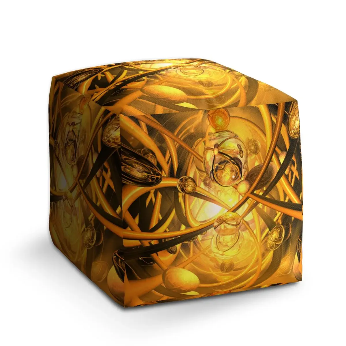 Taburet Cube Žlutá abstrakce - 50x50x50 cm