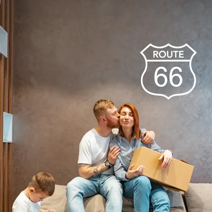 Samolepka na zeď: nápis Route 66 - 90x90