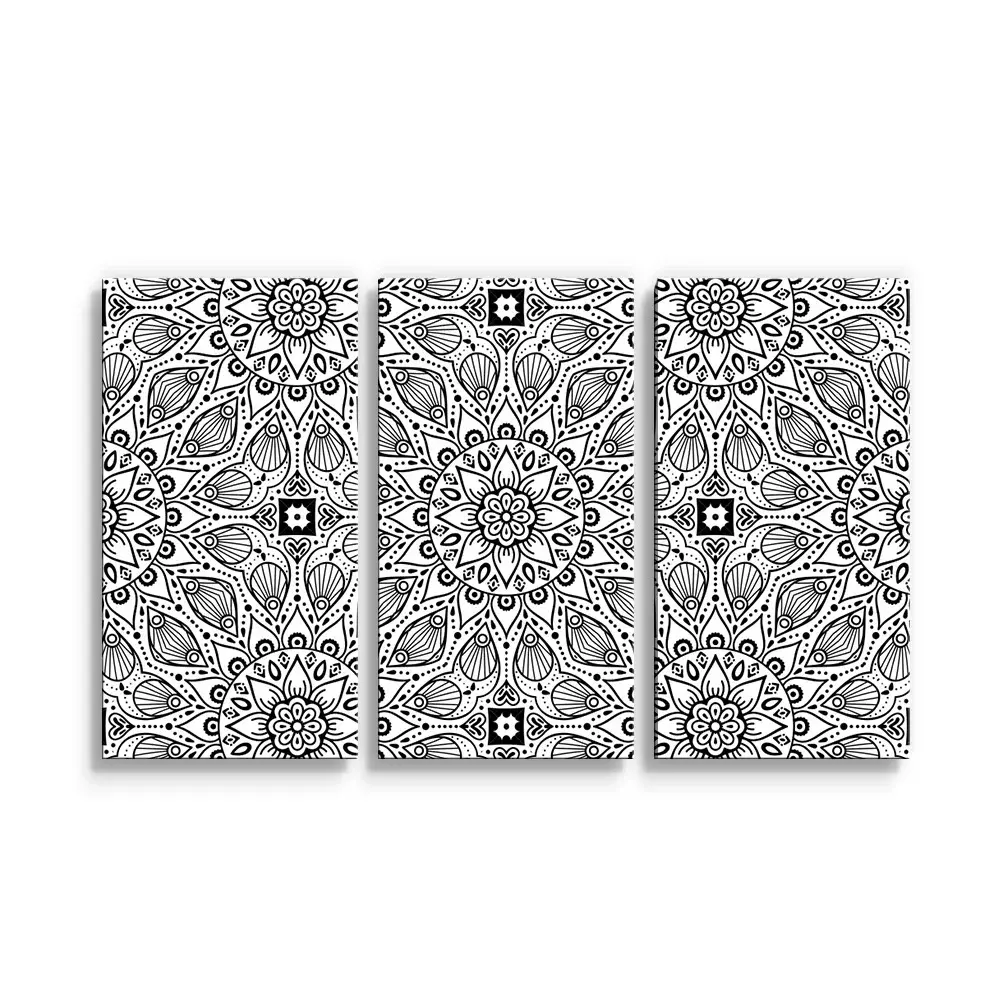 Obraz - 3-dílný Bílé mehendi - 120x80 cm