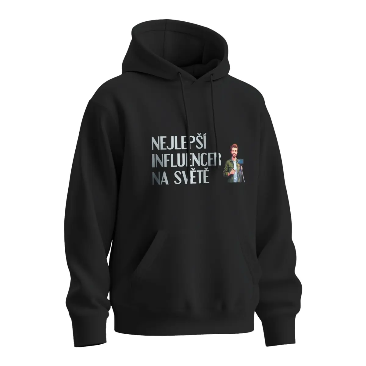 Mikina s potiskem Nejlepší influencer na světě - černá