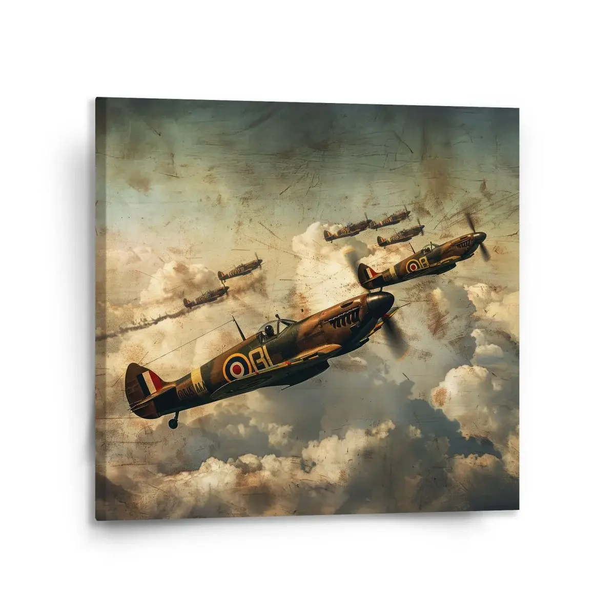 Obraz Stíhačky Spitfire v letecké bitvě - 110x110 cm